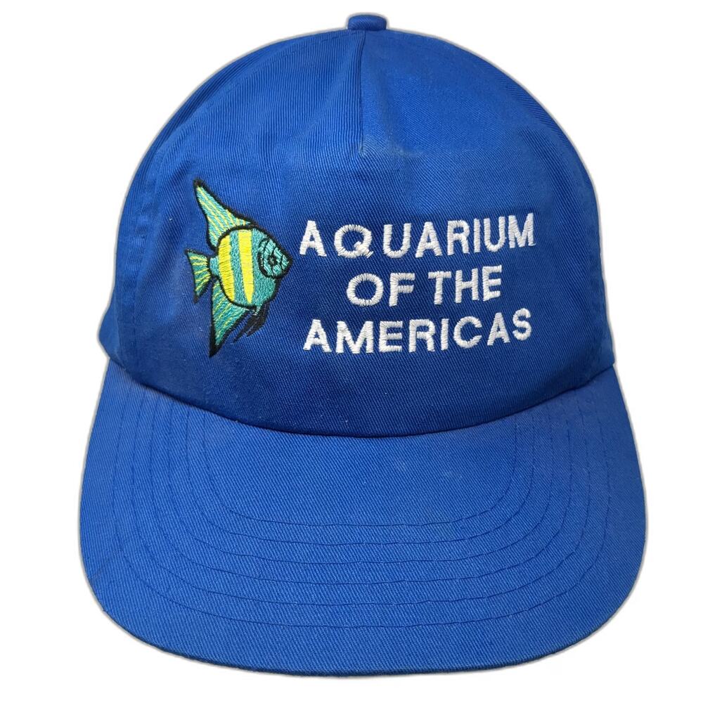 J Hats Aquarium of the Americas Hat Blue One Size 5 Panel Snapback Cotton Fish